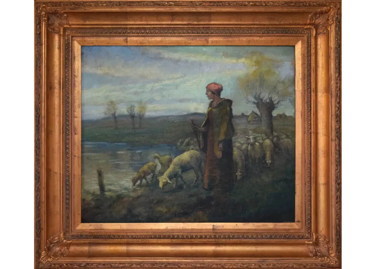 Antique Continental Landscape with Sheep - Antiquarian Art Company - Brown