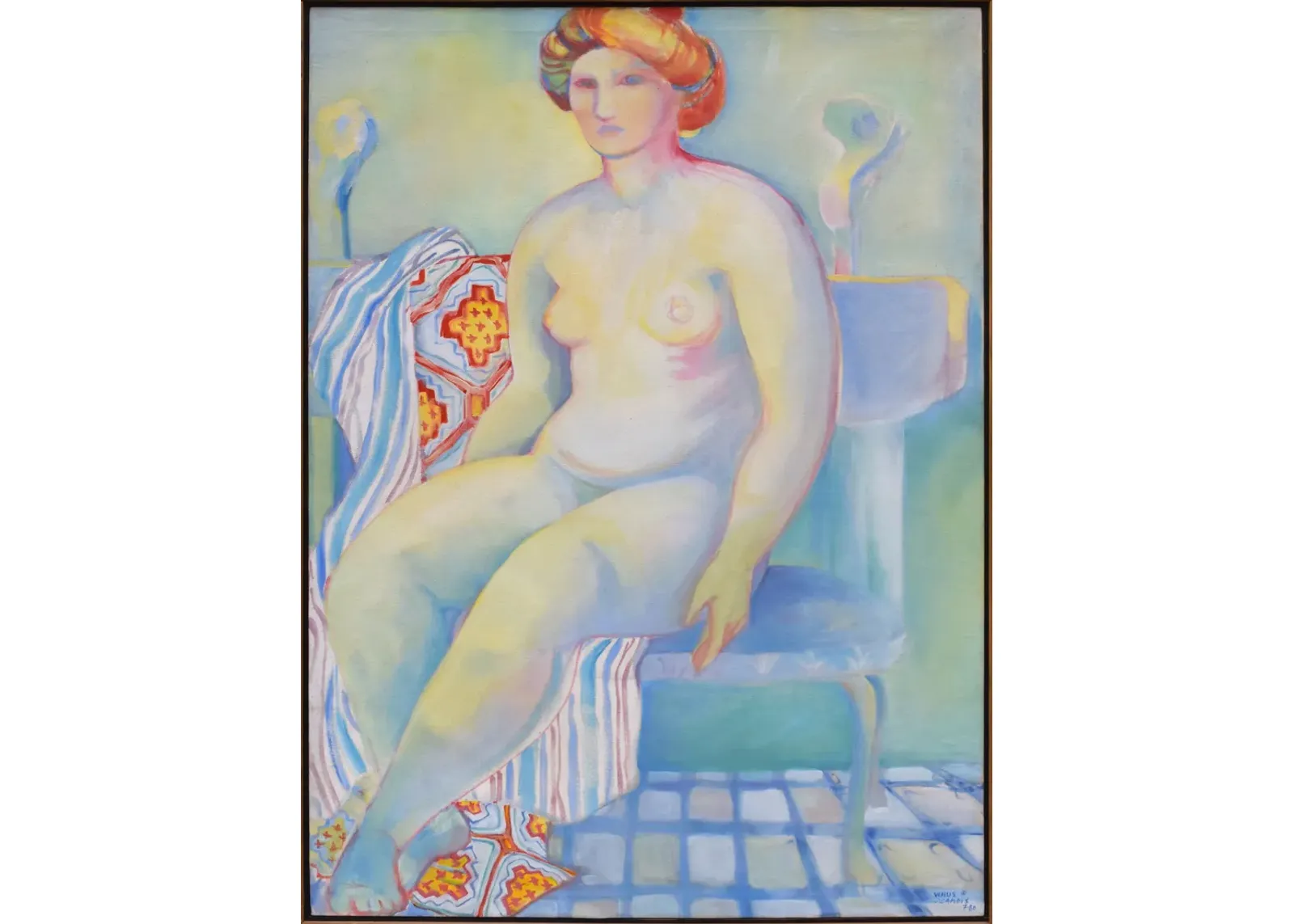 Limited Edition - Fauvist Female Nude Painting by Landis - Antiquarian Art Company - pink