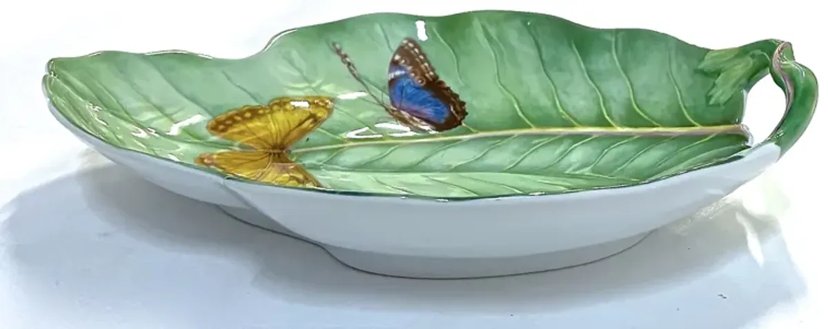 Mottahedah Leaf & Butterfly Serving Dish - Vermilion Designs - Green