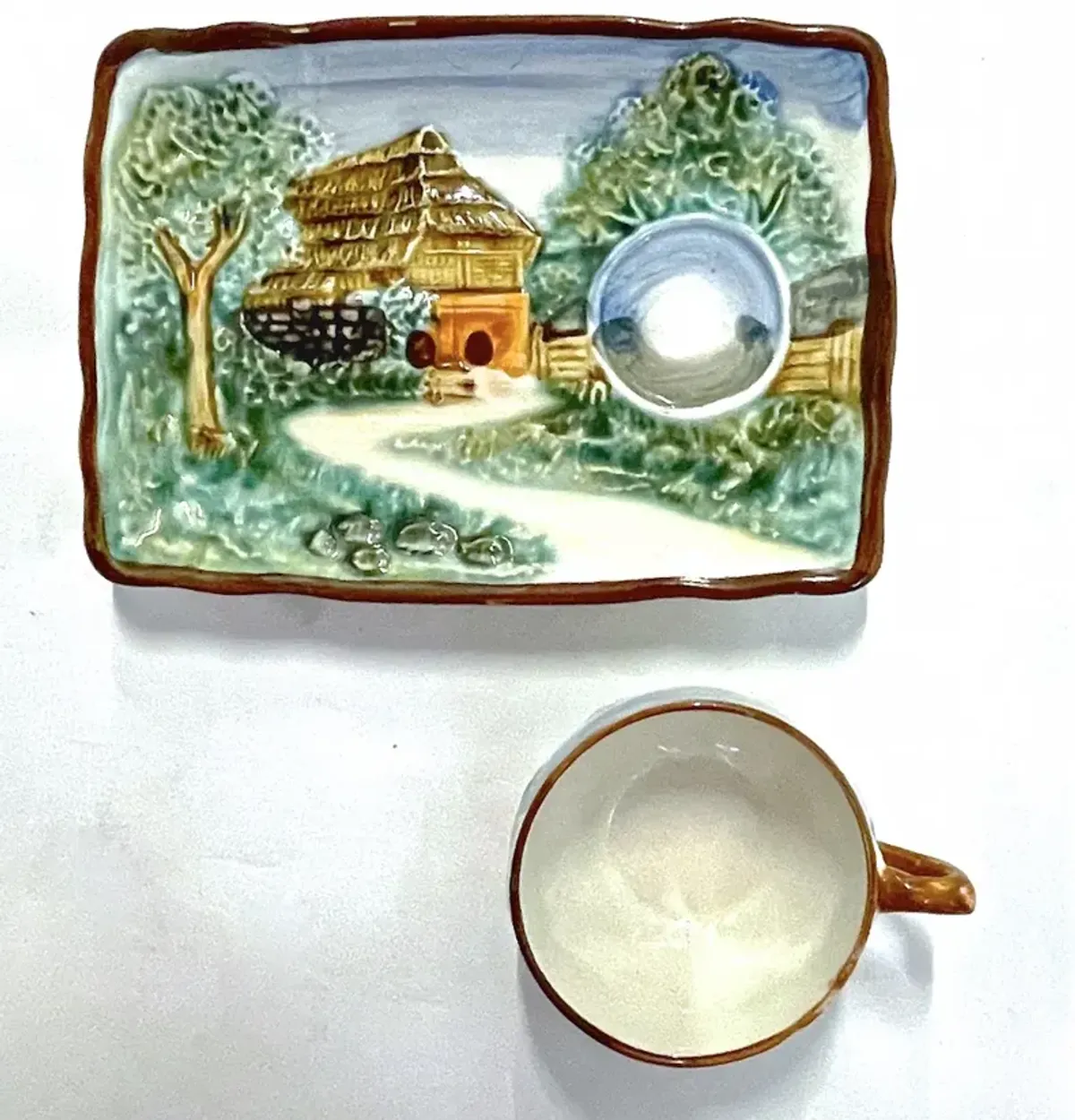 Majolica Tea & Biscuit Serving Tray - Vermilion Designs - Blue