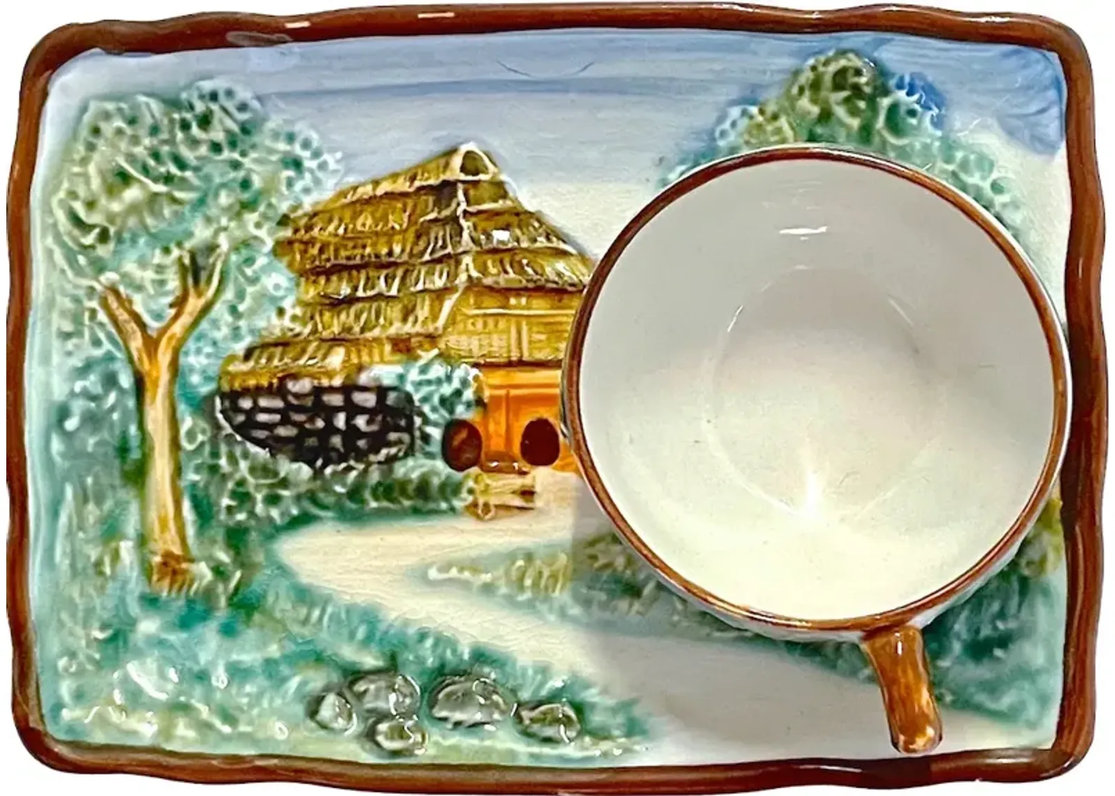 Majolica Tea & Biscuit Serving Tray - Vermilion Designs - Blue