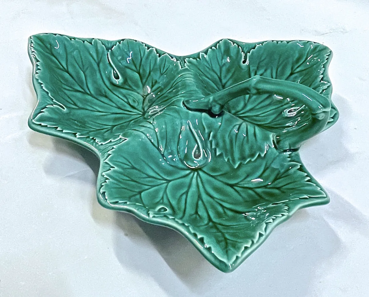 Wedgwood Majolica Grape Leaf Dish - Vermilion Designs - Green