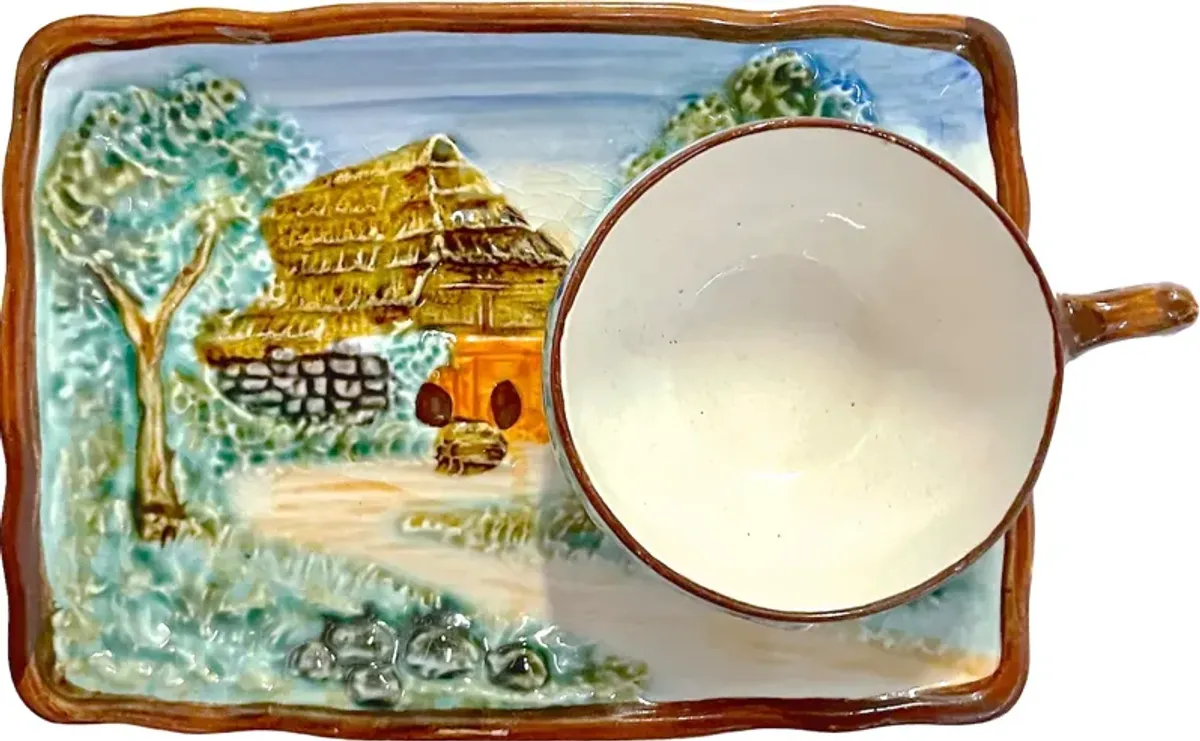 Majolica Tea & Biscuit Serving Tray - Vermilion Designs - Beige