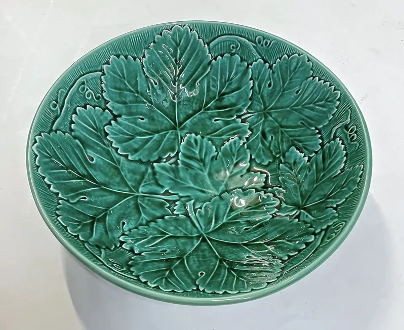 Wedgwood Majolica Grape Leaf Bowl - Vermilion Designs - green