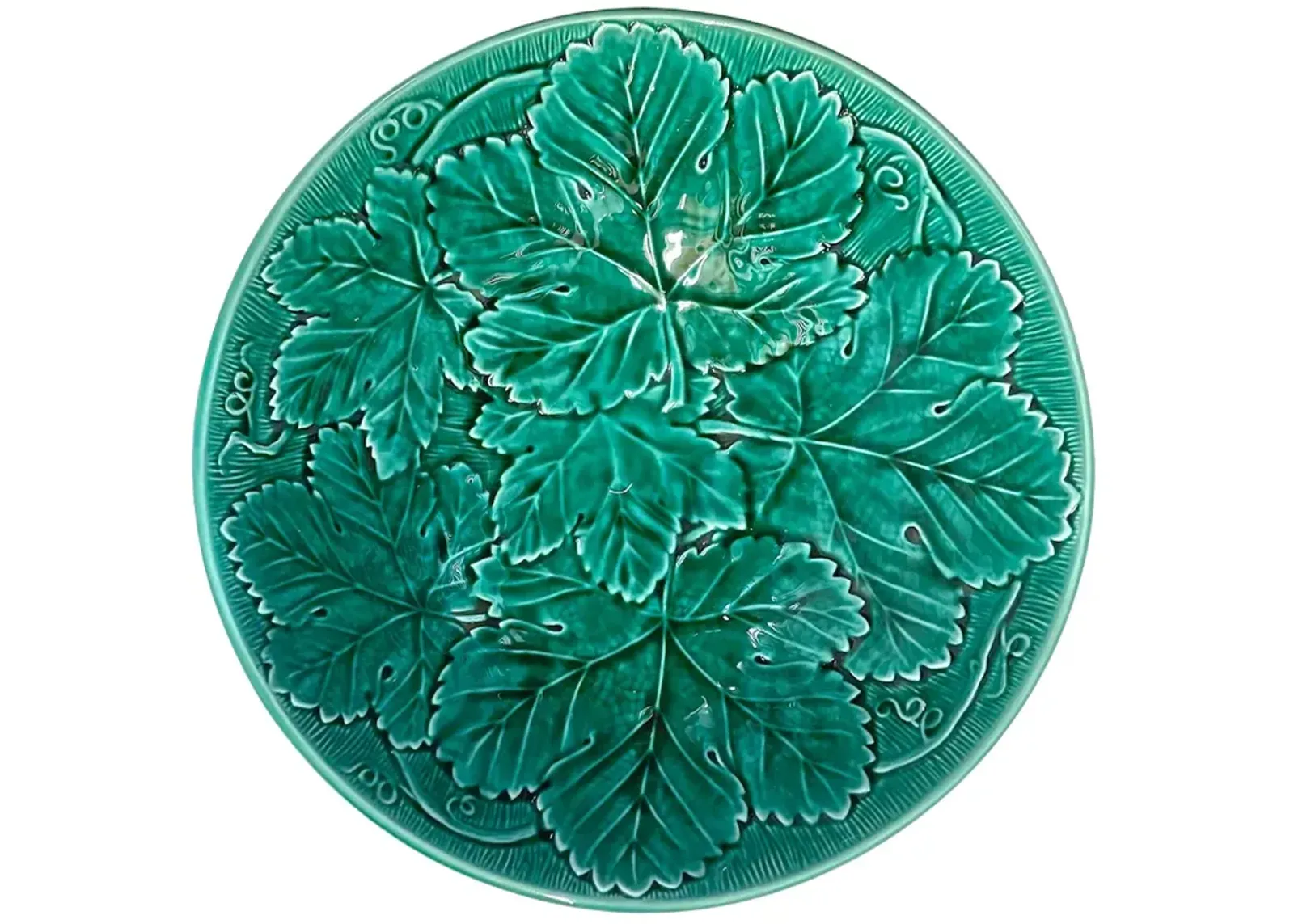 Wedgwood Majolica Grape Leaf Bowl - Vermilion Designs - green