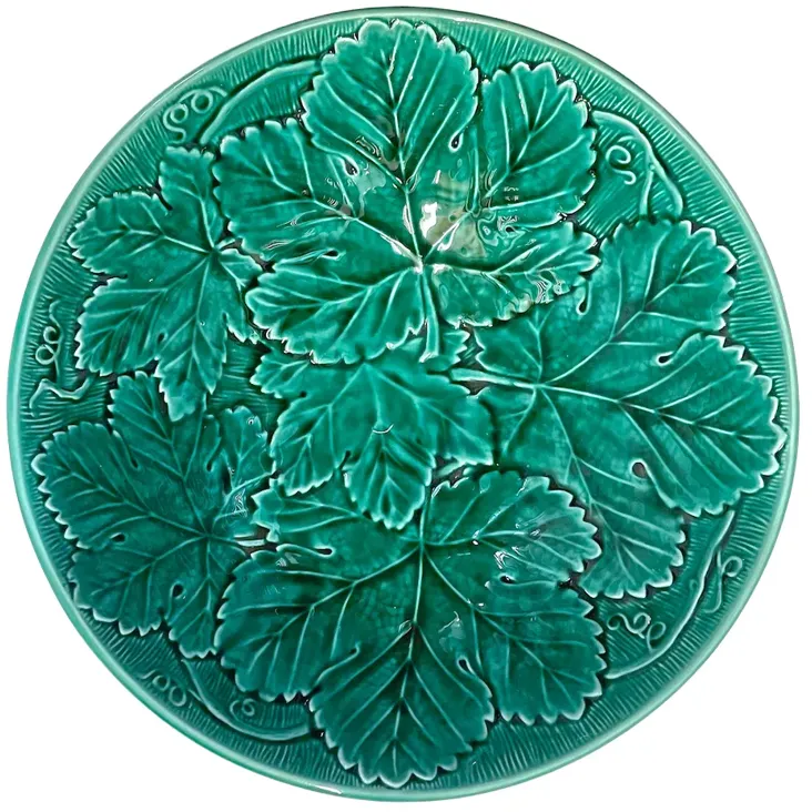 Wedgwood Majolica Grape Leaf Bowl - Vermilion Designs - green