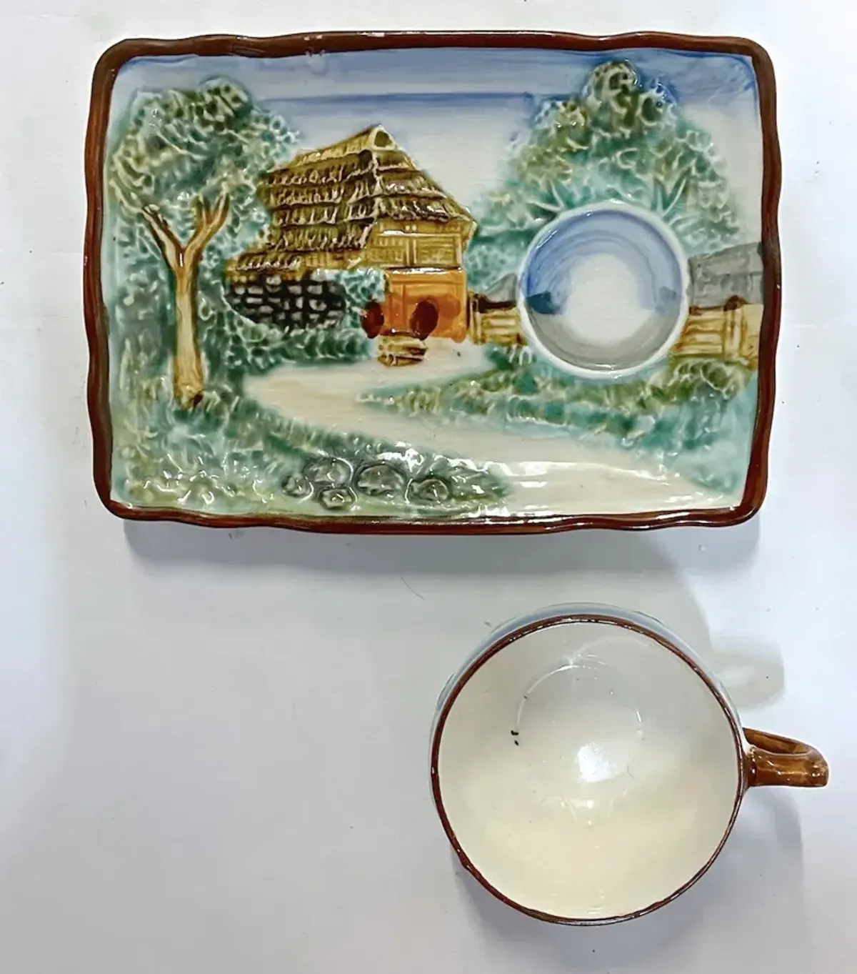 Majolica Tea & Biscuit Serving Tray - Vermilion Designs - White