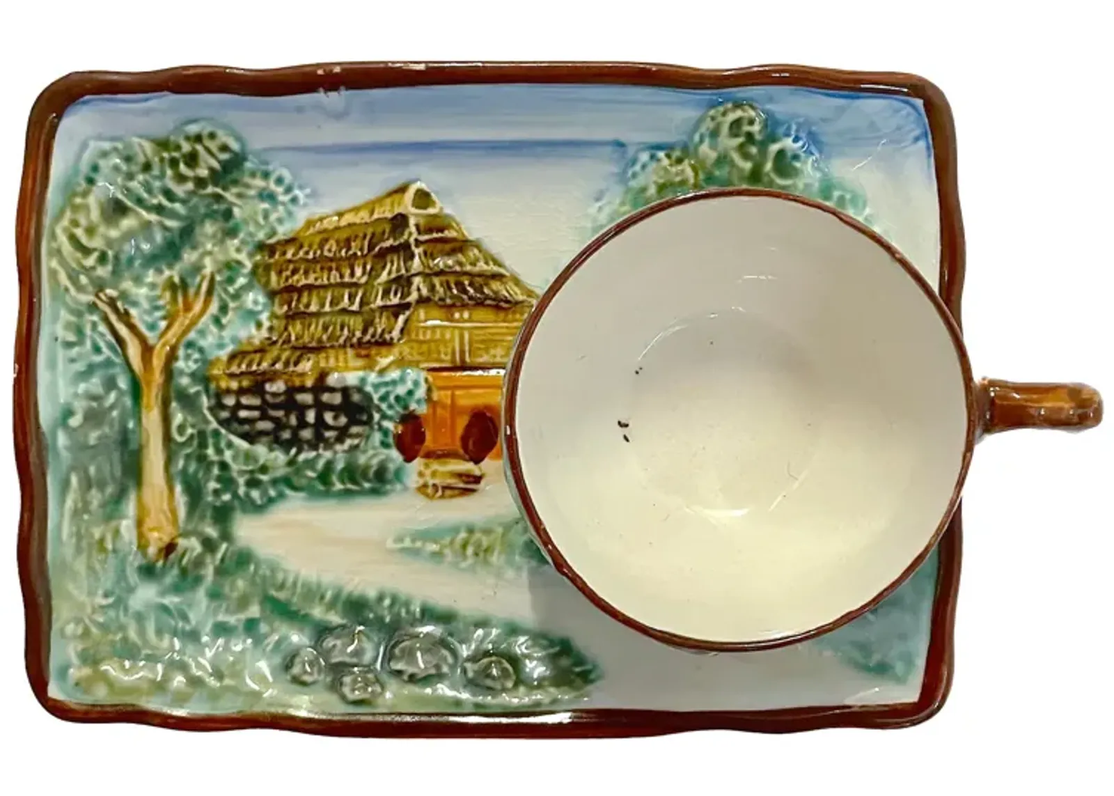 Majolica Tea & Biscuit Serving Tray - Vermilion Designs - White