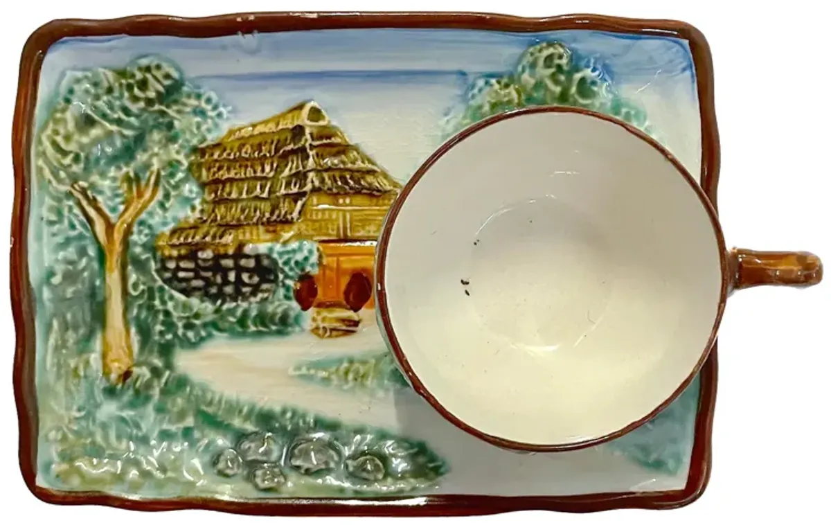 Majolica Tea & Biscuit Serving Tray - Vermilion Designs - White