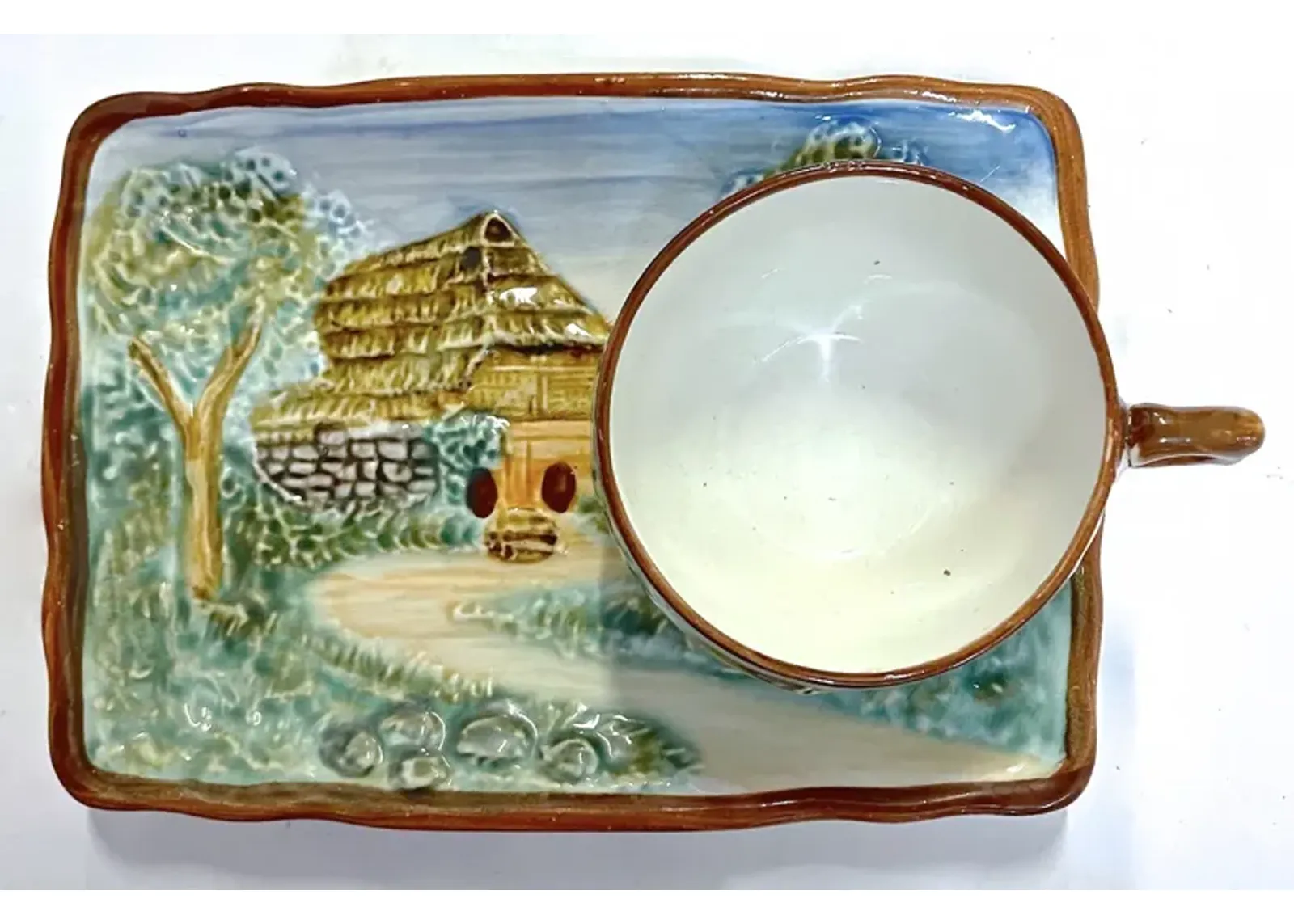 Majolica Tea & Biscuit Serving Tray - Vermilion Designs - Blue