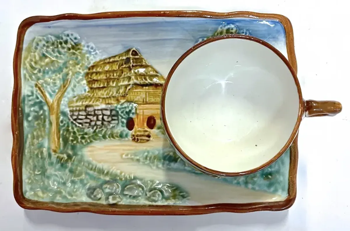 Majolica Tea & Biscuit Serving Tray - Vermilion Designs - Blue