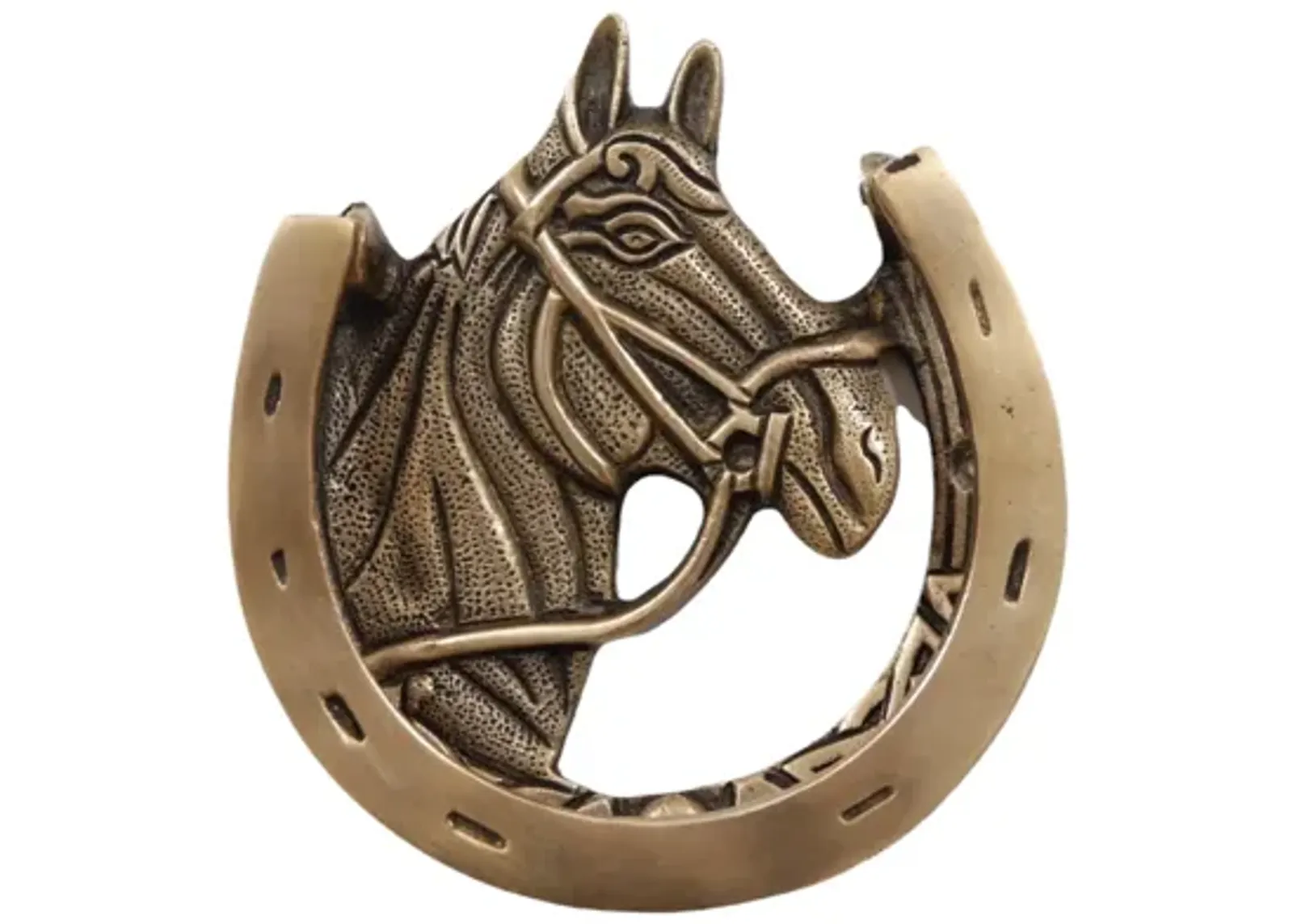 Brass Horse Shoe Door Knocker - Interesting Things - gold