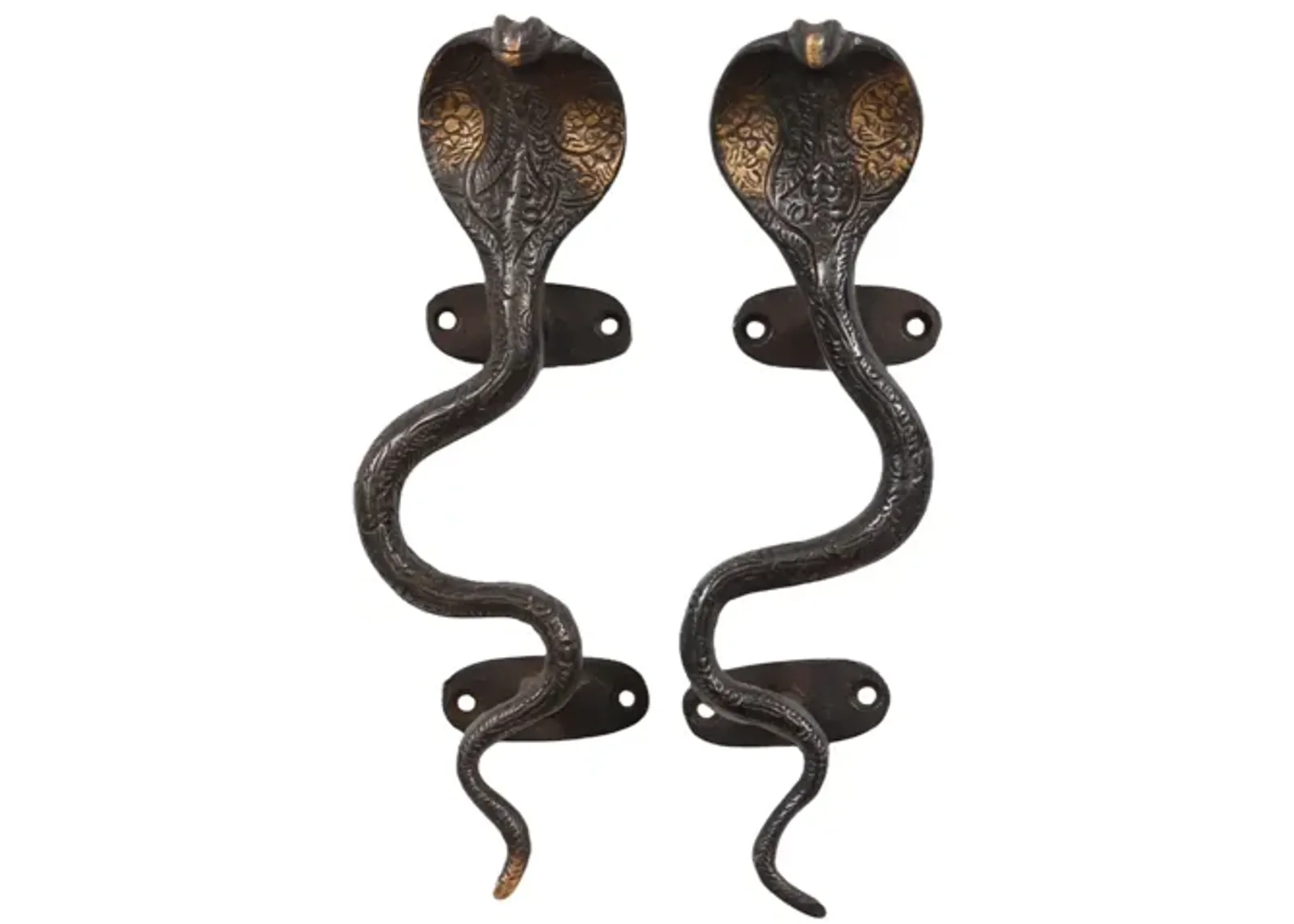 Black Brass Cobra Door Handles - a Pair - Interesting Things