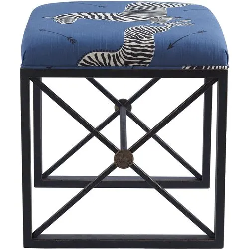 Medallion Zebra Scalamandre Right Facing Single Bench - Blue/Black - Port 68