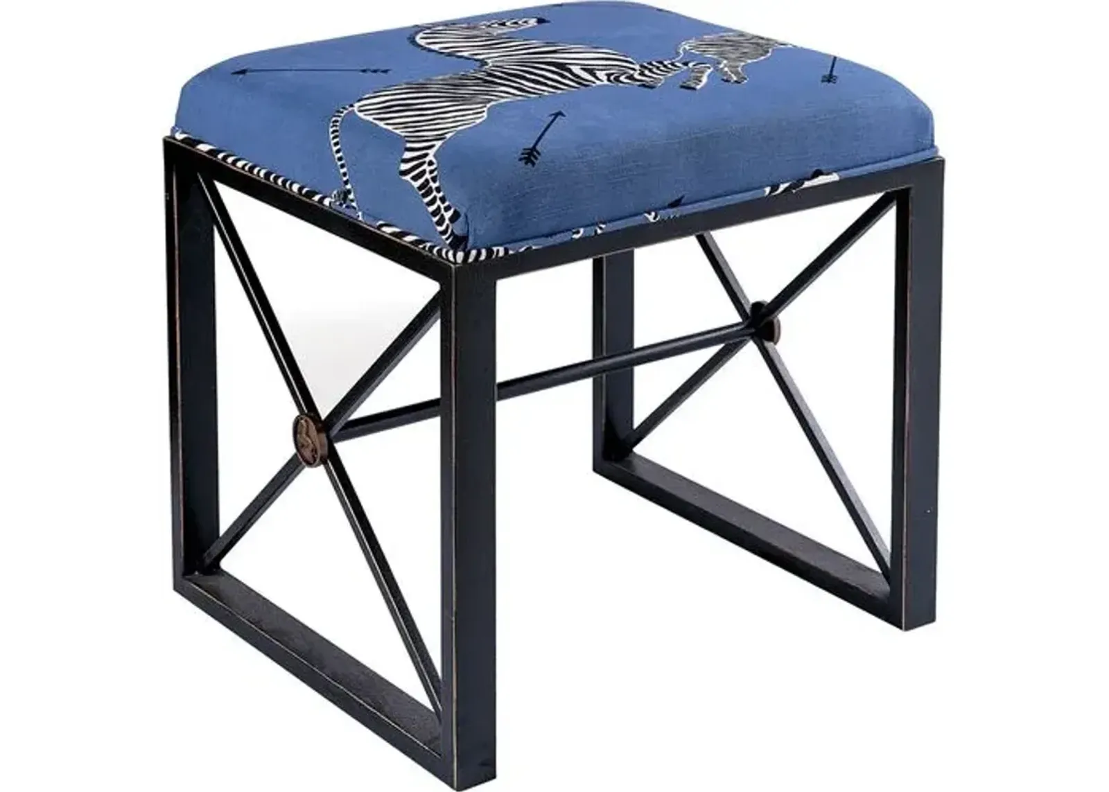 Medallion Zebra Scalamandre Right Facing Single Bench - Blue/Black - Port 68