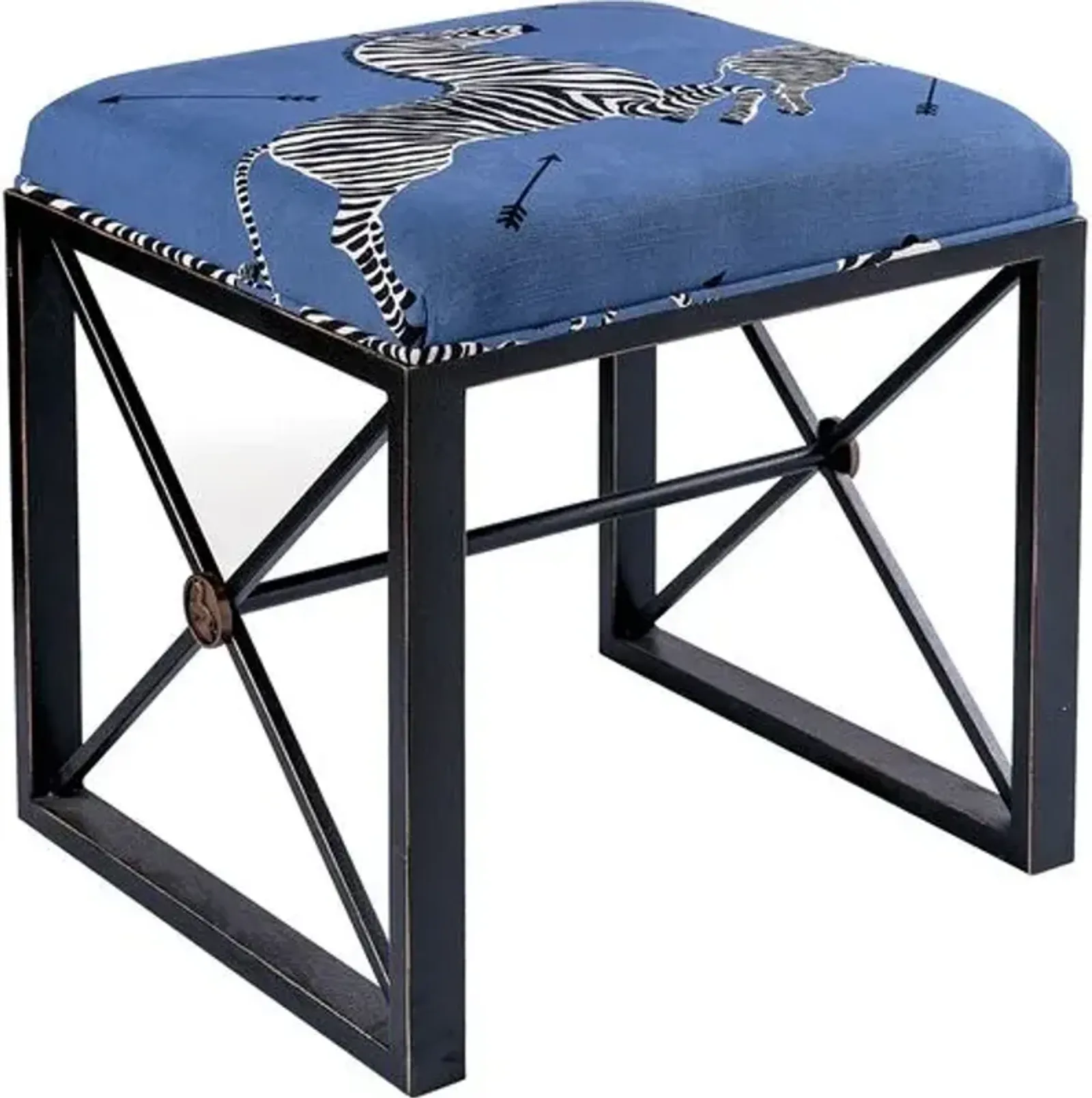 Medallion Zebra Scalamandre Right Facing Single Bench - Blue/Black - Port 68