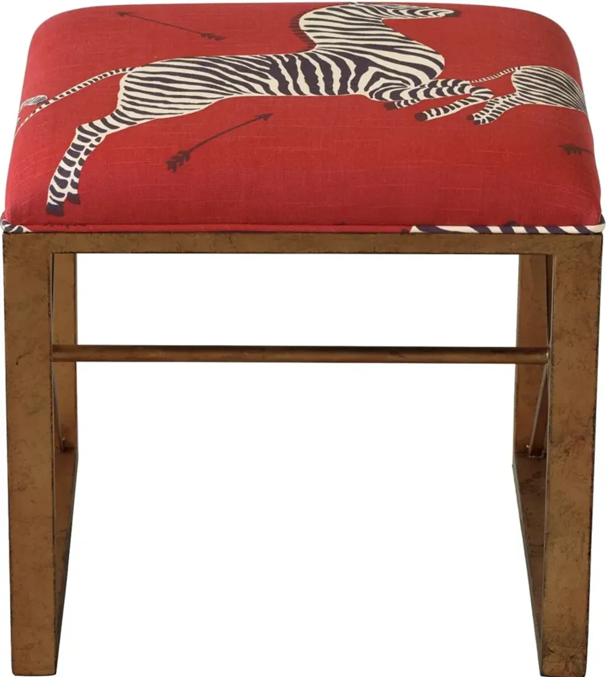 Medallion Zebra Scalamandr Right Facing Single Bench, Red/Gold