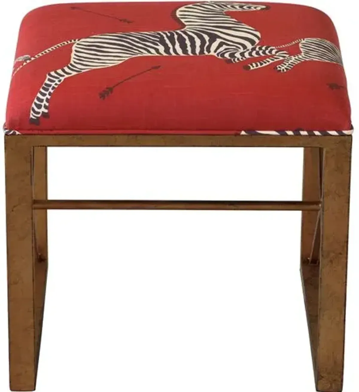 Medallion Zebra Scalamandr Right Facing Single Bench - Red/Gold - Port 68