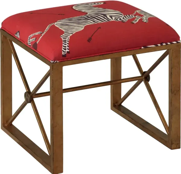 Medallion Zebra Scalamandr Right Facing Single Bench, Red/Gold