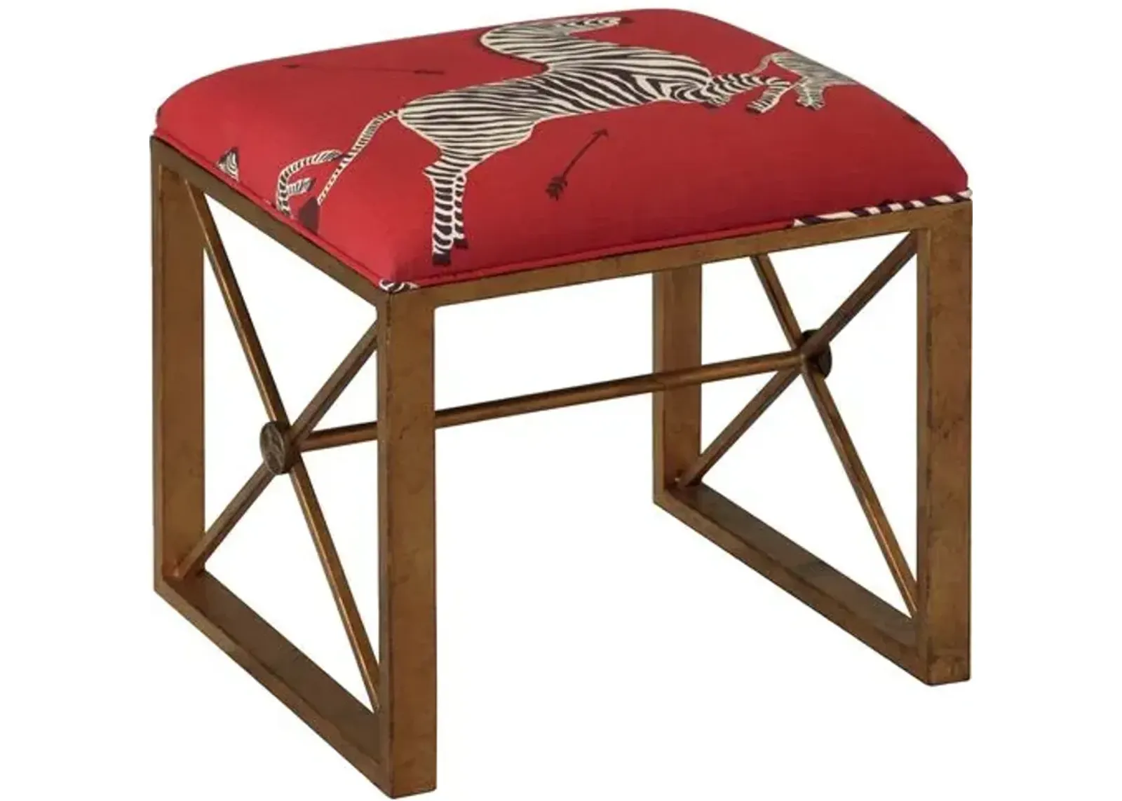 Medallion Zebra Scalamandr Right Facing Single Bench - Red/Gold - Port 68