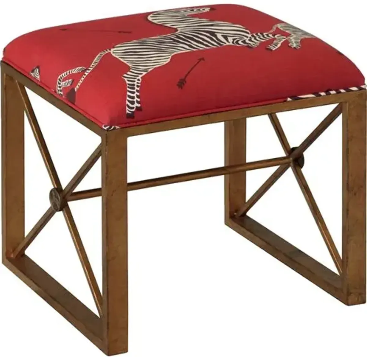 Medallion Zebra Scalamandr Right Facing Single Bench - Red/Gold - Port 68