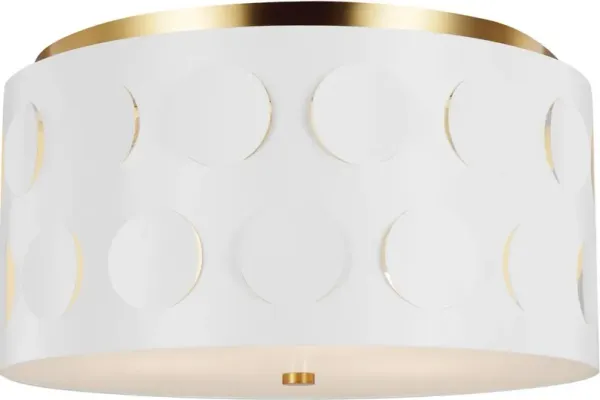 Visual Comfort - Dottie Medium Flush Mount - Burnished Brass - White