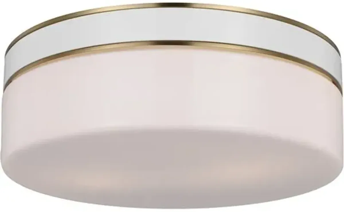 Visual Comfort - Monroe Large Flush Mount - Burnished Brass - White