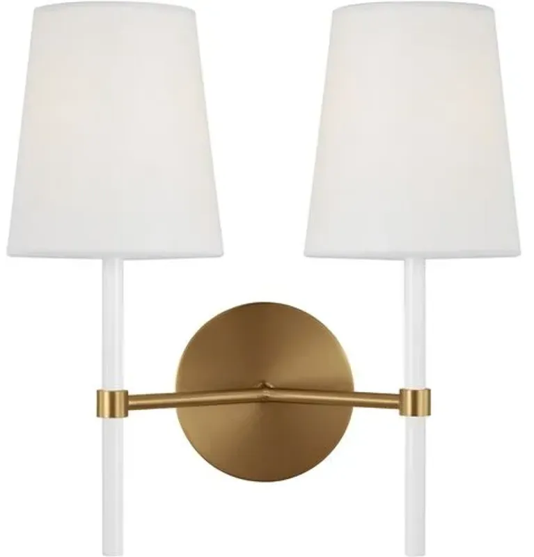 Visual Comfort - Monroe Double 2-Light Sconce - Burnished Brass - Gold