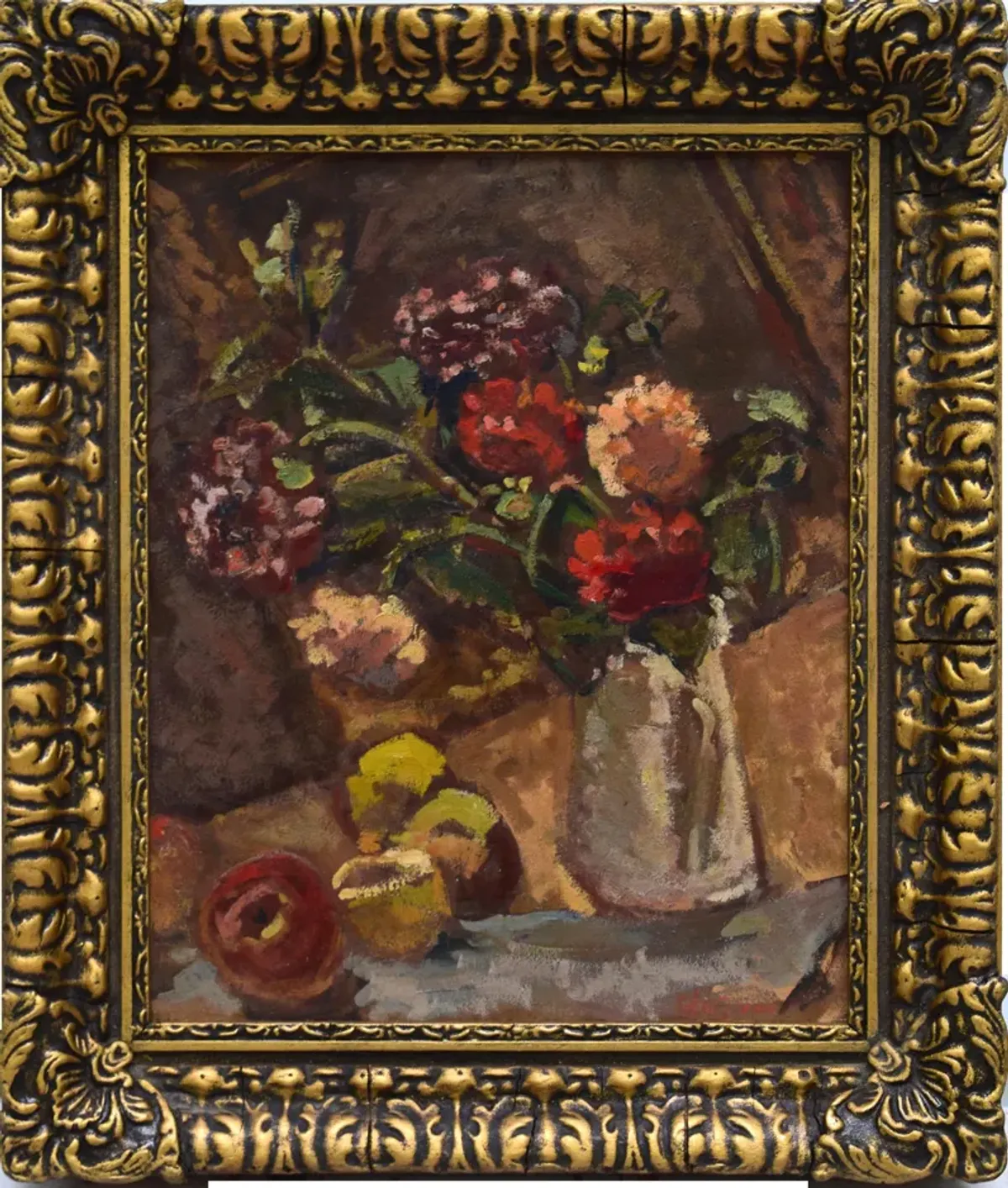 Antique Impresstionst Floral Still Life - Antiquarian Art Company - Brown