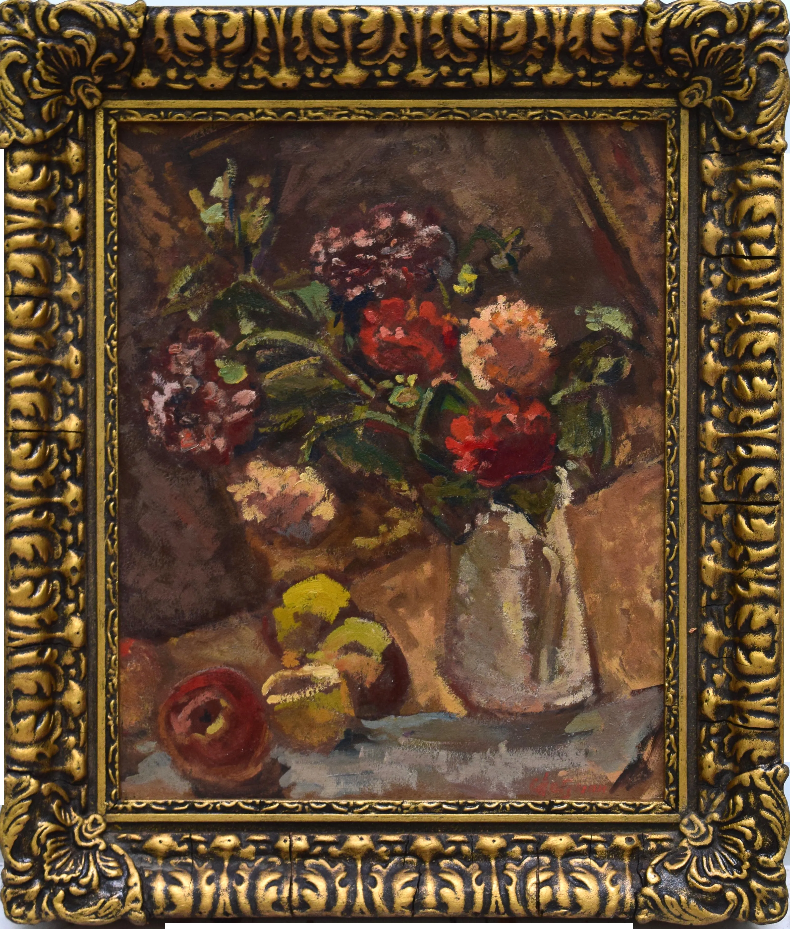 Antique Impresstionst Floral Still Life - Antiquarian Art Company - Brown