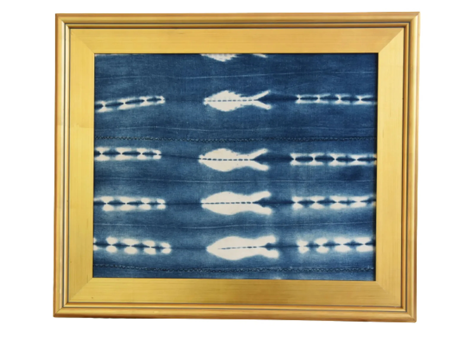 African Nautical Fish Textile in Frame - Blue