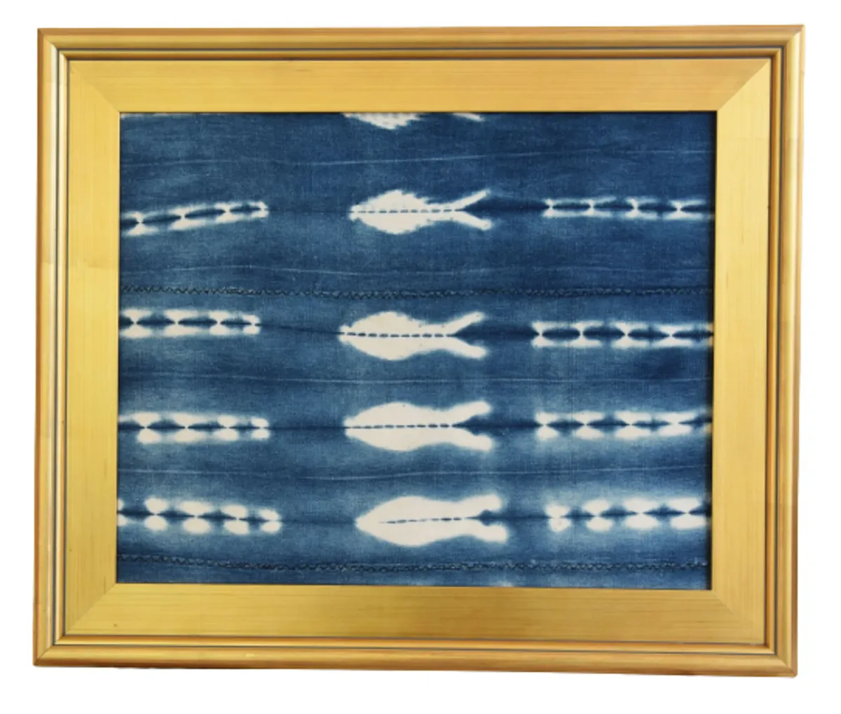 African Nautical Fish Textile in Frame - Blue