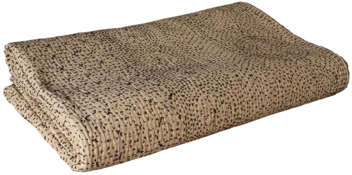 Tan Filanan Embroidered Bed Cover - de-cor - beige