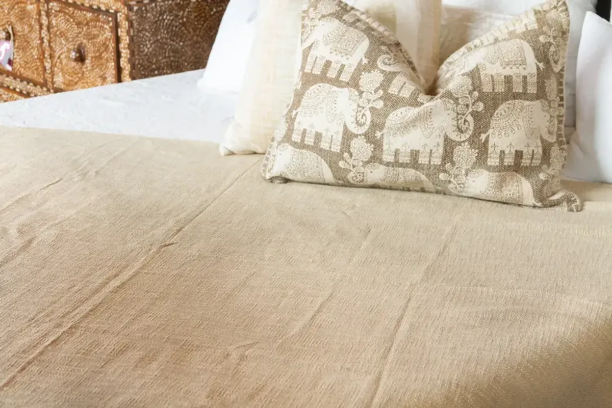 Sand Handloomed Cotton Throw - de-cor - Beige