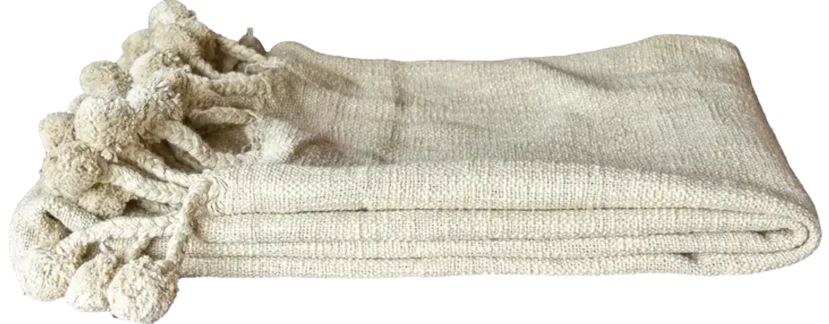 Sand Handloomed Cotton Throw - de-cor - Beige