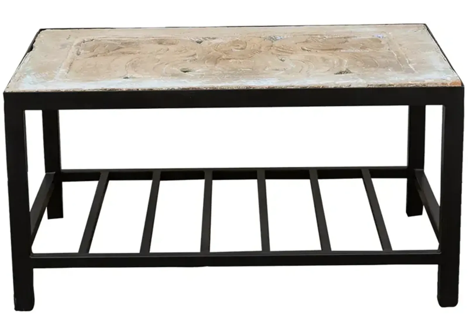 Stone & Iron Krishna Jali Coffee Table - de-cor - black