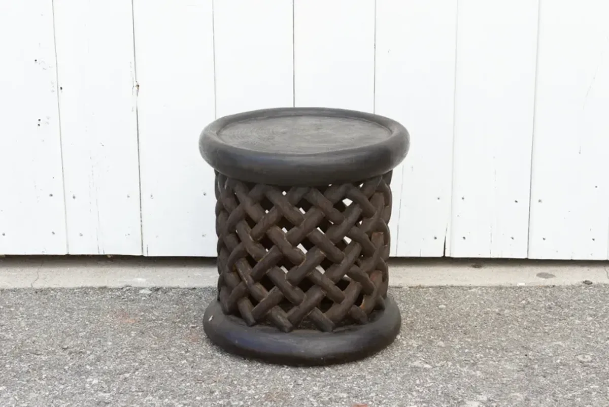 Finely Carved African Bamileke Stool - de-cor - Brown