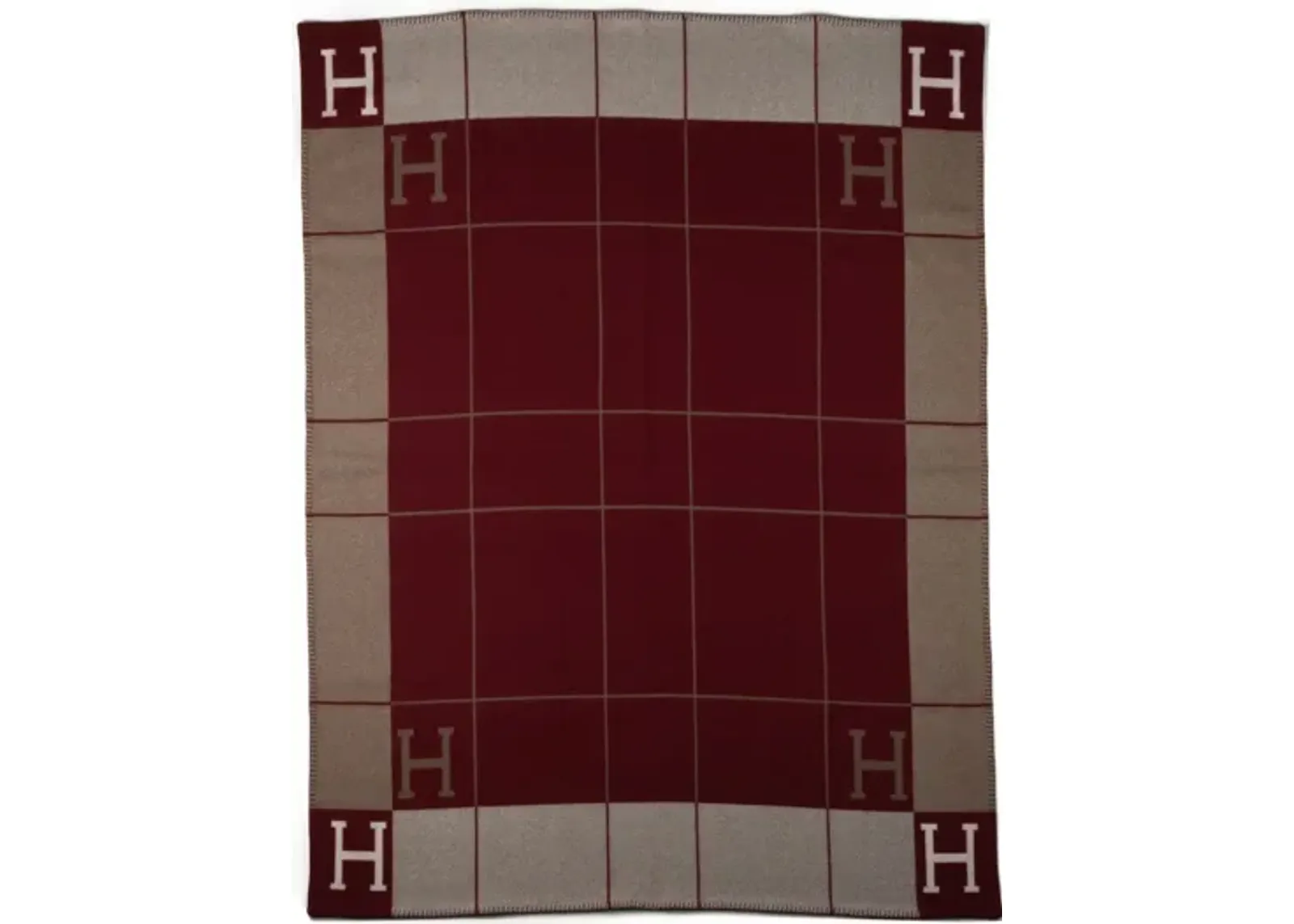 Hermes BNIB Etoupe Red Avalon Blanket - Vintage Lux