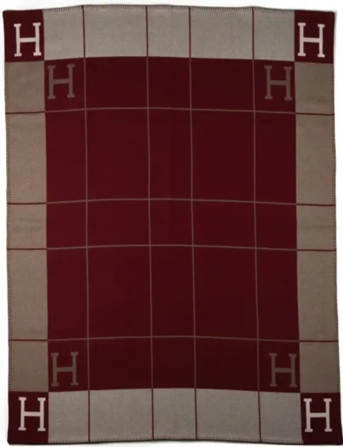 Hermes BNIB Etoupe Red Avalon Blanket - Vintage Lux