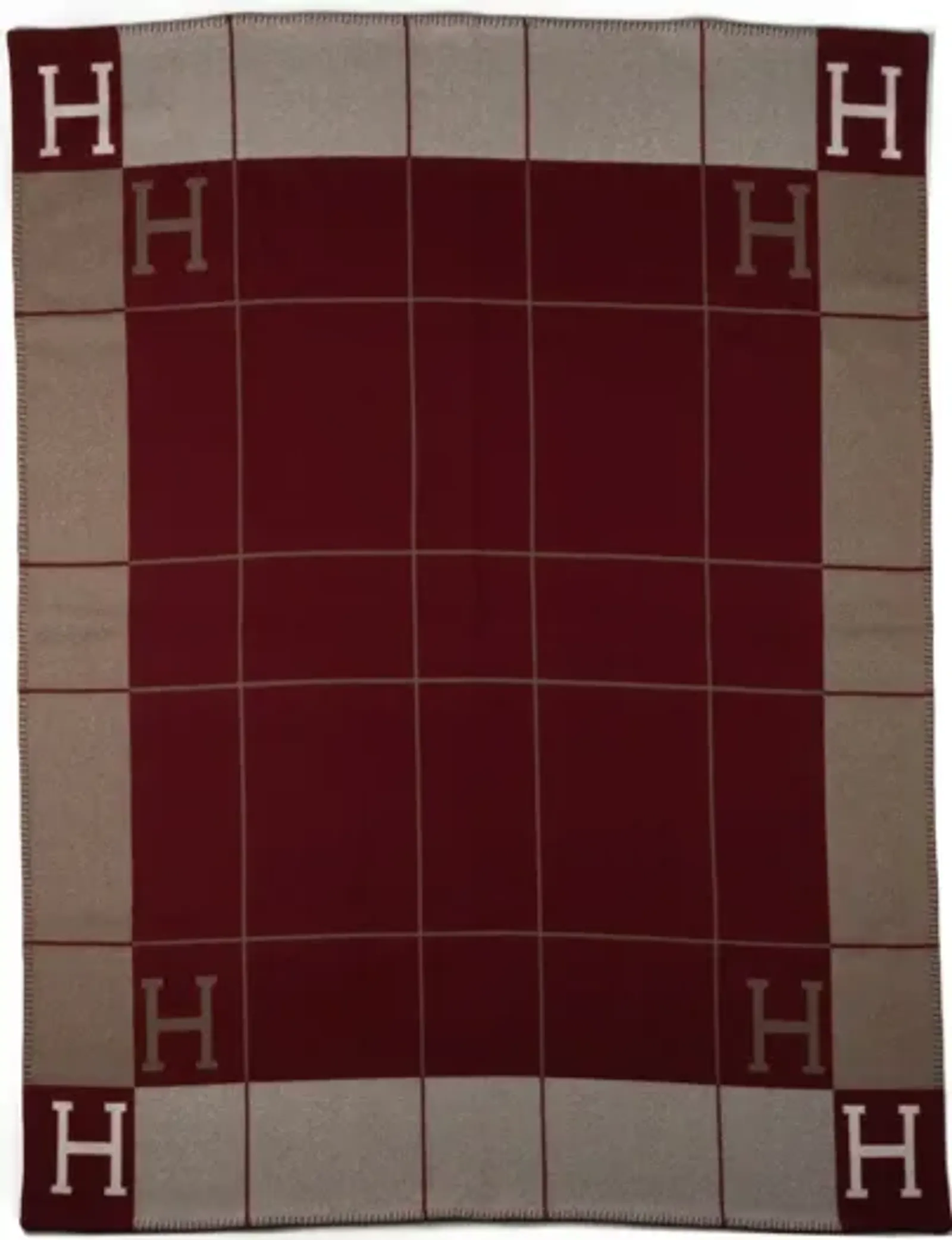 Hermes BNIB Etoupe Red Avalon Blanket - Vintage Lux