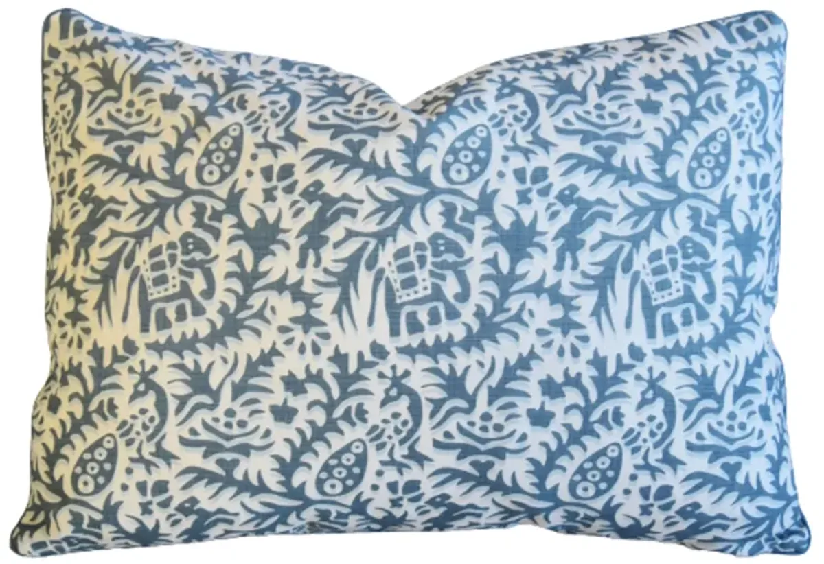 Andrew Martin Blue-Gray Jungle Pillow