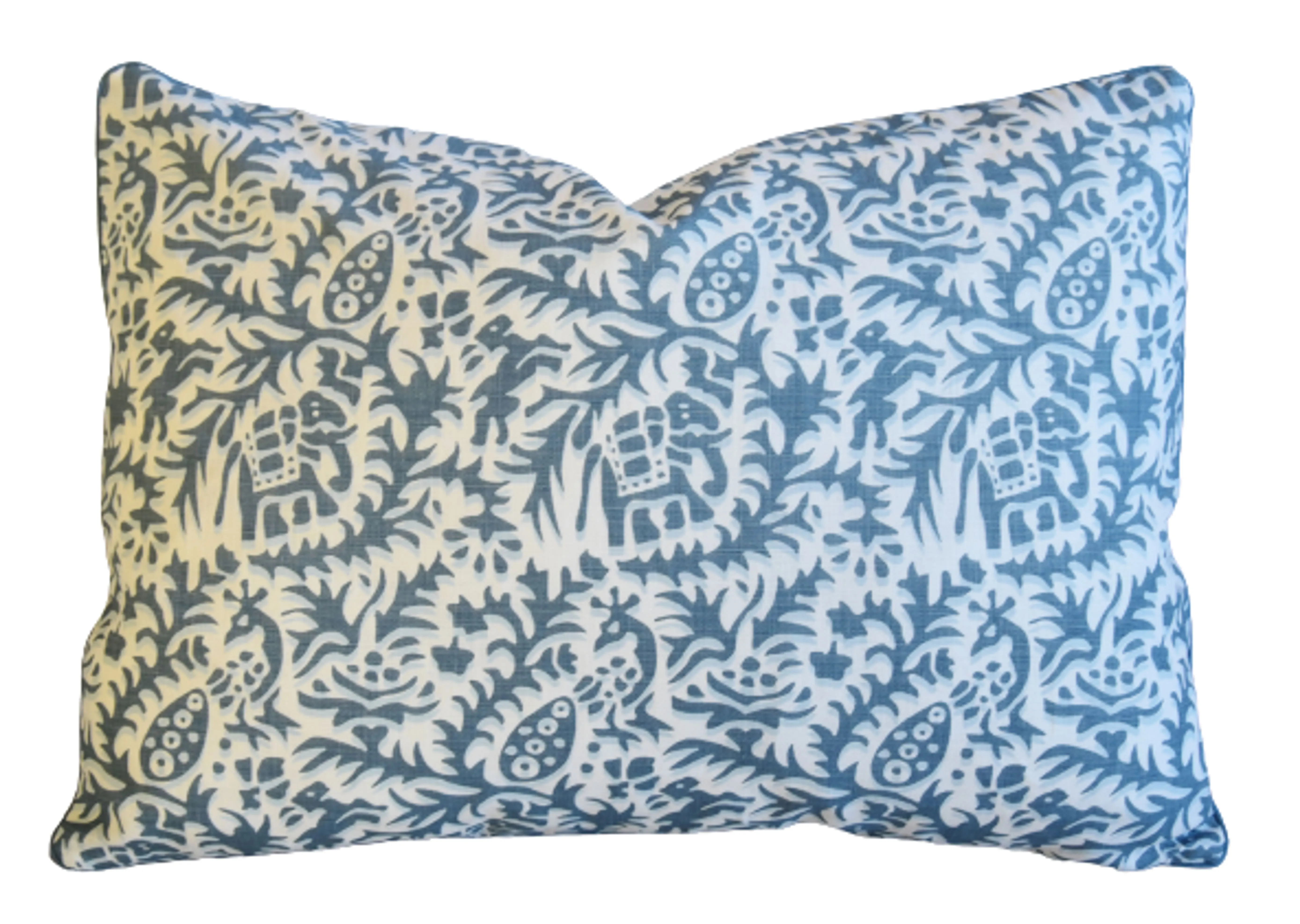 Andrew Martin Blue-Gray Jungle Pillow