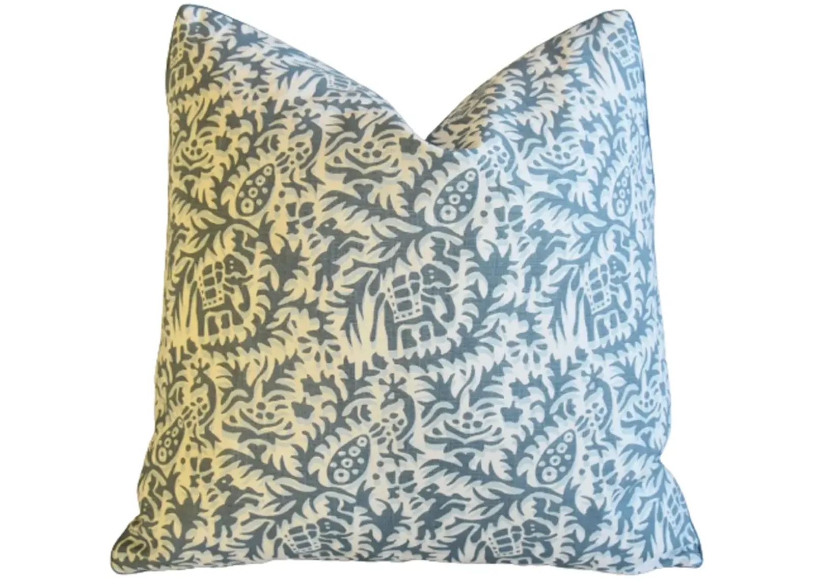 Andrew Martin Blue-Gray Jungle Pillow