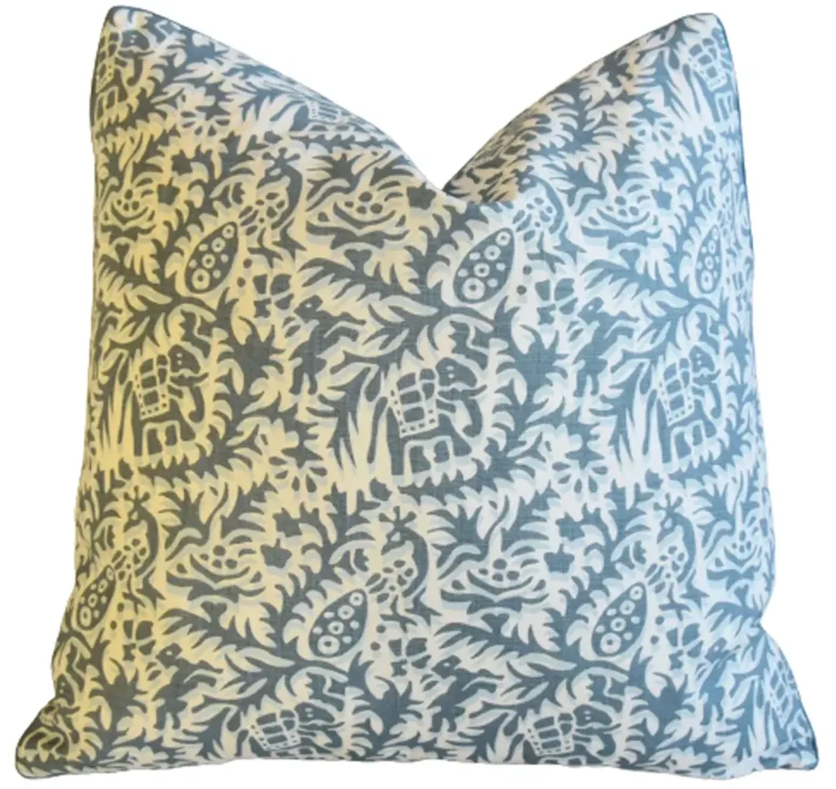 Andrew Martin Blue-Gray Jungle Pillow