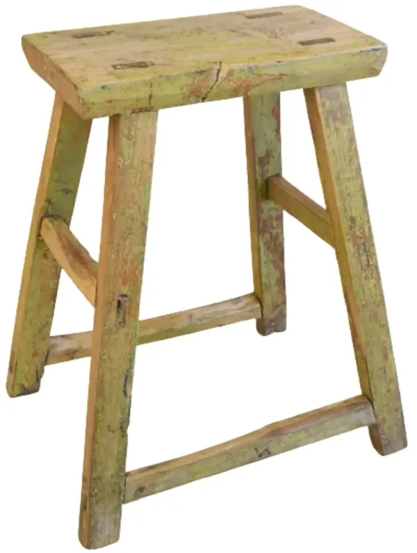 Primitive Handmade Elm Farmhouse Stool - Brown