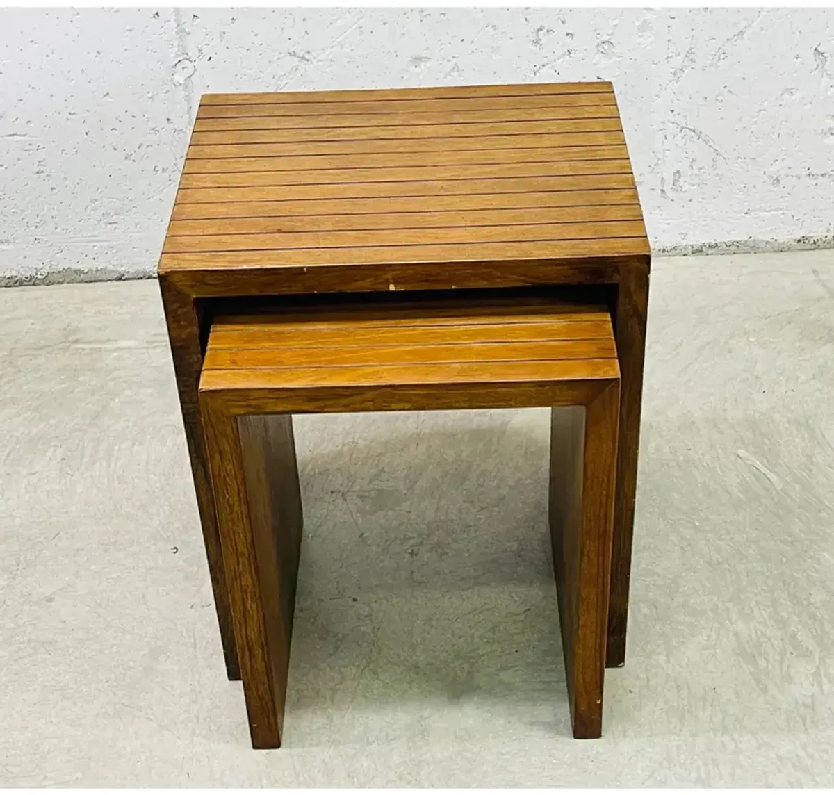 1960s Walnut Wood Nesting Tables - Set of 2 - 2-b-Modern - Brown