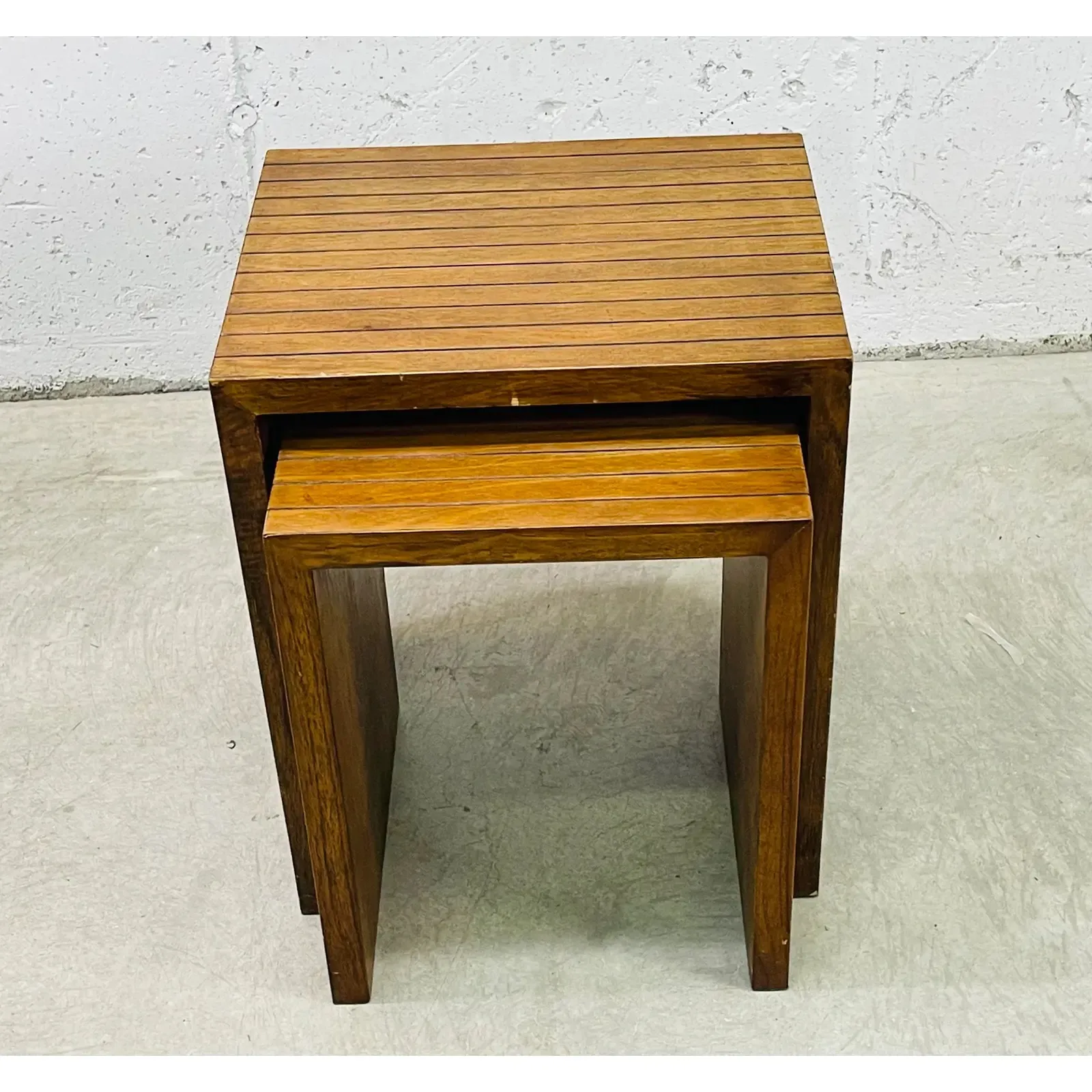 1960s Walnut Wood Nesting Tables - Set of 2 - 2-b-Modern - Brown