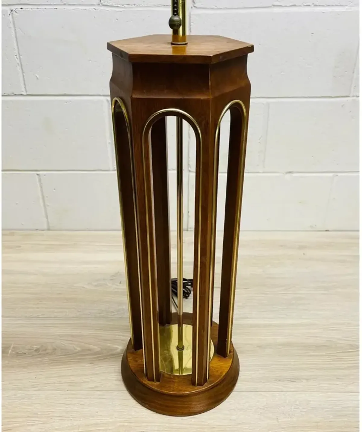 1960s Arched Walnut Wood Table Lamp - 2-b-Modern