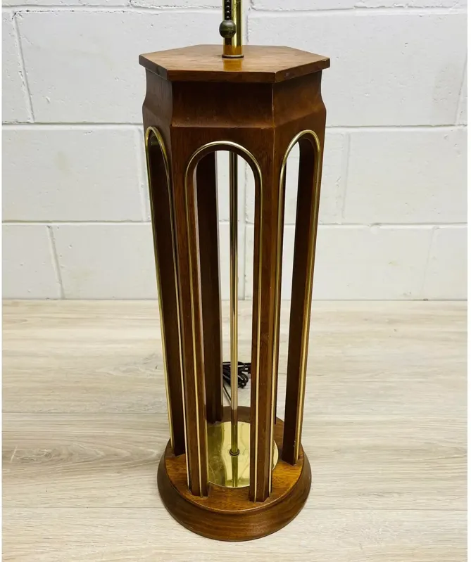 1960s Arched Walnut Wood Table Lamp - 2-b-Modern