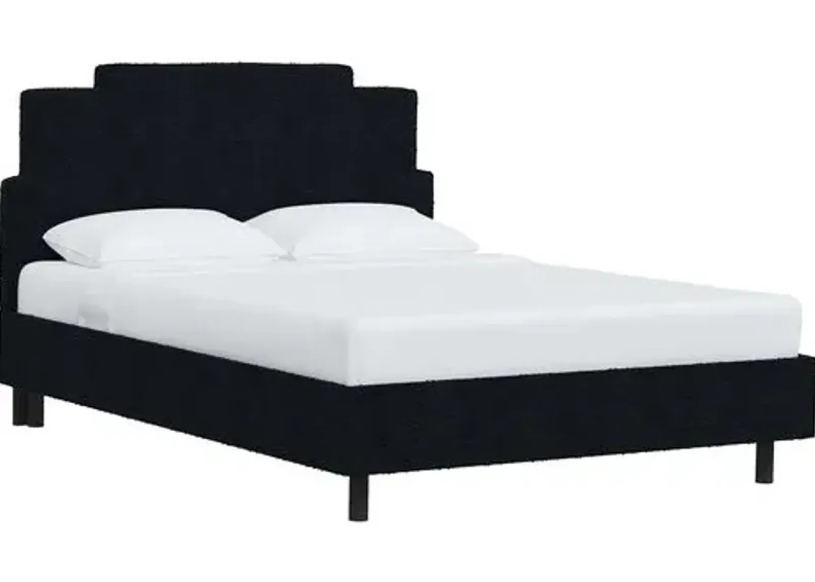 Paxton Boucl Platform Bed - Handcrafted - Blue, No Box Spring Required, Comfortable & Durable